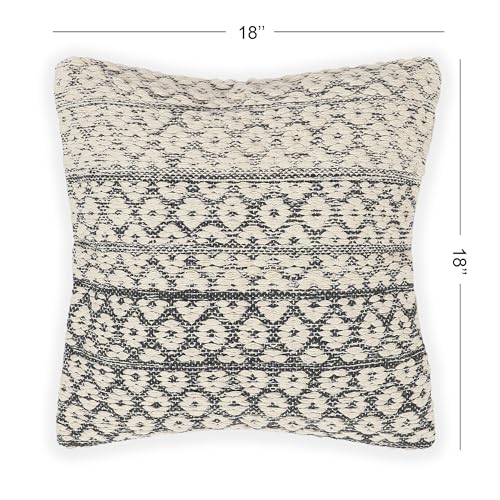 · REDEARTH · Tufted Throw Pillow Cushion Covers - Boho Textured Woven Decorative Cases Set for Couch - Sofa - Bed - Farmhouse - Chair - Covered Patio - car - 100% Cotton (18x18 ; Dark Gray) Pack of 2 - color: Gradient Diamonds Dark Gray, size: 18" x 18" (