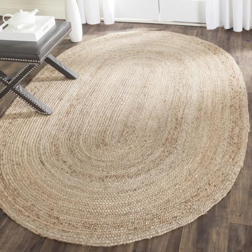 SAFAVIEH Area Rug 3x5 Oval - Cape Cod Collection - Natural Brown, Handmade Braided Flat Weave Jute (CAP252A) - size: 3' x 5' (Oval)
