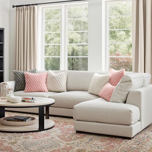 MIULEE Cute Pink Spring Faux Fur Decorative Throw Pillow Covers 18x18 Inch Set of 2 Super Soft Cozy Plush Cushion Cases Luxury Fluffy Pillowcases for Sofa Couch Bed Living Room Valentine Decor - color: Pink, size: 18" x 18" (Pack of 2)