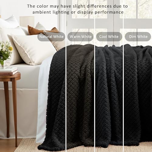 Exclusivo Mezcla Twin Size Fleece Blanket for Bed, Extra Soft Warm Decorative Fuzzy Blanket for Women, Lightweight Cozy Bedding Blankets, 60x80 Inches, Black - color: Black, size: Twin ( 60x80 IN )