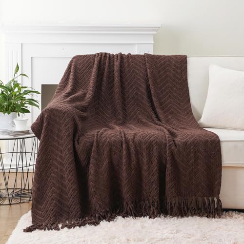 BATTILO HOME Dark Brown Throw Blanket for Couch, Knitted Brown Throw 50'' x 60'', Super Soft Cozy Warm Chocolate Throw for Living Room Chair Couch Bed Sofa Bedroom Home Decor - color: Dark Brown, size: 50"x60"