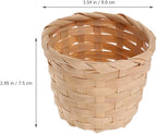 Kichvoe Bamboo Storage Basket Mini Woven Organizer 3.54X3.54X2.95In Small Wicker Container for Kitchen Picnic Flower Display Home Decor