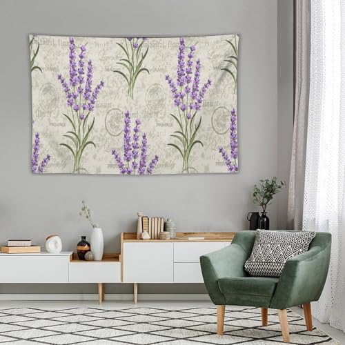 Kurtect Lavender Tapestry,Rustic Vintage Farmhouse Floral Romantic Purple Theme Print Tapestries for Living Room Party Beach Picnic Blankets Tablecloths Wall Decor, 40x60 in - color: Flower-5, size: 60"L x 40"W