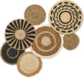 7 Pieces Bohemian Round Wall Baskets Wicker Rattan Wicker Wall Decor for Bedroom, Living Room (Style B)
