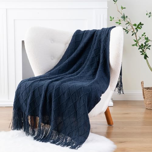 BATTILO HOME Navy Throw Blanket for Couch, Decorative Navy Blue Throw Blanket for Sofa Bed Room Decor, 50"x60" - color: Navy, size: 50 x 60 in.