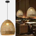 Rattan Pendant Light 13.77" Rustic Hand-Woven Wicker Hanging Light 1-Light Water Plants Rattan Chandelier for Dining Living Bedroom Kitchen Farmhouse - color: Natural Oval Rattan, size: 13.77" 1-Light