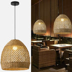 Rattan Pendant Light 13.77" Rustic Hand-Woven Wicker Hanging Light 1-Light Water Plants Rattan Chandelier for Dining Living Bedroom Kitchen Farmhouse - color: Natural Oval Rattan, size: 13.77" 1-Light