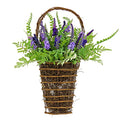 National Tree Company Artificial Hanging Wall Basket, Wicker Base, Decorated with Astilbe Flowers, Ferns, Leafy Greens, Spring Collection, 20 Inches