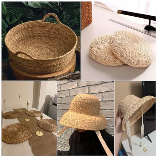 Czsycdsf 10 Meter 3 Strand Fiber Natural Corn Husk Braid Weave Braid Materials, Rattan Weave Material Basket Weaving Reed Weaving Supplies Rope for Crafts, DIY Projects and Repair Supplies, 1cm Width - size: 10 Meters (32.8 feet)