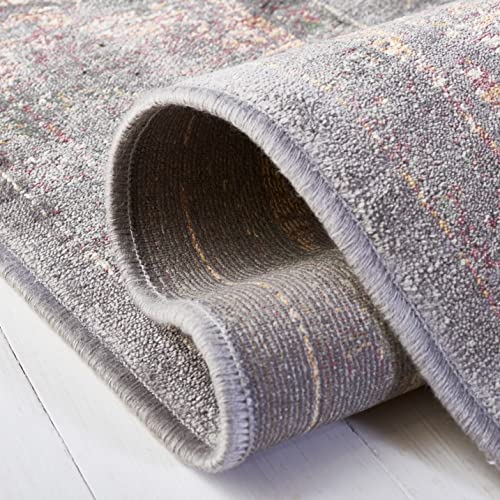 SAFAVIEH Vintage Collection Accent Rug - 4' x 5'7", Turquoise & Multi, Oriental Distressed Viscose Design, Ideal for High Traffic Areas in Entryway, Living Room, Bedroom (VTG117-2220)