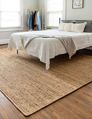 FRELISH DECOR Handwoven Jute Area Rug - 5x8 Feet Natural Yarn - Rustic Vintage Beige Braided Reversible Rectangular Rugs for Bedroom - Kitchen - Living Room - Farmhouse (5' x 8') - color: Natural, size: 5' x 8' (Rectangular)