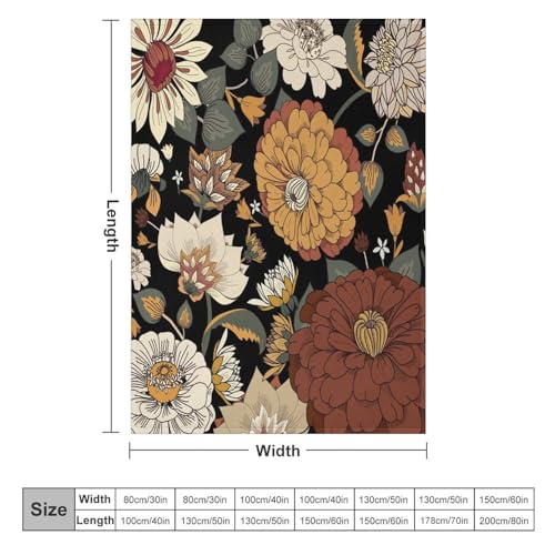 Boho Flower Plants Blanket,Vintage Rustic Hippy Orange 70s Mid Century Modern Abstract Art Floral Leaves Blanket for Couch Sofa Bed Decorative Gifts 30x40 - color: Blanket-26, size: 30"x40"