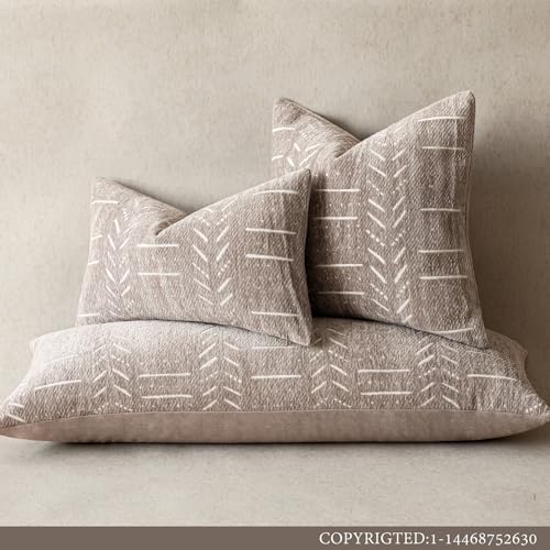 Home Décor Decorative Boho Chenille Throw Pillow Covers Textured Neutral Cushion Covers Soft Farmhouse Body Pillowcase for Couch Sofa Chair Bed Living Room, 14×36 Inch, 1 Piece, Light Taupe - color: Plaza Taupe, size: 36" x 14" (Pack of 1)
