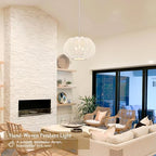 17.7 Inch Rattan Pendant Light White Hemp Rope Rattan Light Fixture Wicker Chandelier Woven Pendant 3-Light Boho Chandelier for Kitchen Island - color: 17.7" White