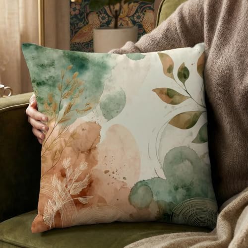 YOU FOUND ME Boho Throw Pillow Covers 18x18 Inch, Vintage Bohemian Carpet Print Pillowcase, Soft Decorative Cushion Cover for Couch Sofa Bedroom Living Room Decor (Pink&Green) - color: Pink&green