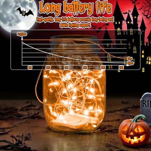 Halloween Orange Fairy Lights Battery Operate,7.2ft 20 LEDs String Lights Silver Copper Wire for Hallowen Christmas DIY Decoration Wedding Party (6 Pack) - color: Orange