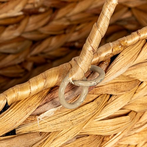 Household Essentials Wicker Stair Basket with Handles, Handwoven Water Hyacinth, Sits on Two Stairs, Lightweight, Natural - style: Water Hyacinth