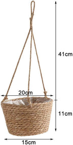 WYSRJ 8inch Jute Rope Hanging Planter Woven Plant Basket Macrame Plant Hangers Plant Holder Basket Decorative Storage Baskets for Plants Pots Home Decor