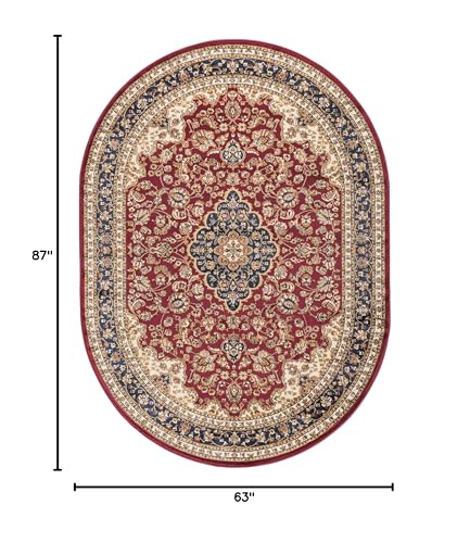 5x7 Oval Indoor Area Rug for Living Room, Dining Room, Bedroom, Entryway | Alfombras para Salas | Traditional, Oriental | Red 5'3'' x 7'3'' Oval - color: Red - Kirsten, size: 5'3" x 7'3" (Oval)
