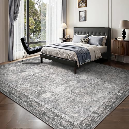 8x10 Area Rugs, Soft Non Slip Low Pile Washable Rug, Boho Modern Rug for Living Room, Bedroom, Dining Room, Distressed Grey - color: Distressed Grey, size: 8' x 10' (Rectangular)