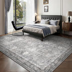 8x10 Area Rugs, Soft Non Slip Low Pile Washable Rug, Boho Modern Rug for Living Room, Bedroom, Dining Room, Distressed Grey - color: Distressed Grey, size: 8' x 10' (Rectangular)