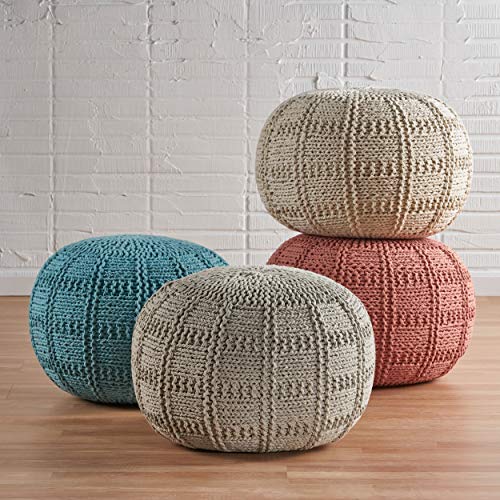 Christopher Knight Home Yuny Fabric Pouf, Grey - color: Grey