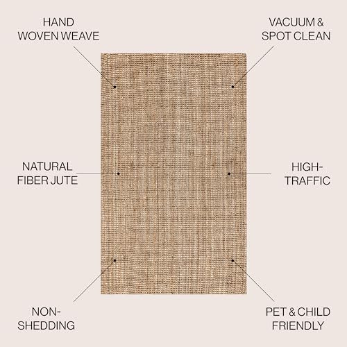 JONATHAN Y Pata Hand Woven Chunky Jute Natural Indoor Area Rug, 5x8, Bohemian, Rustic, Cottage, Easy-Cleaning for Living Room, Bedroom, Kitchen, Non-Shedding (NRF102A-5) - color: Natural, size: 5' x 8' (Rectangular)