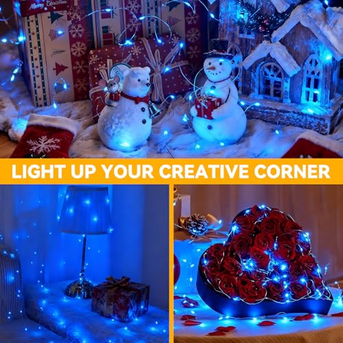 Twinkle Fairy Lights 8 Modes with Remote and Timer 33ft 100LED USB Plug in String Lights Waterproof String Lights for Bedroom Indoor Wreath Party Wedding Christmas Decoration, Blue - color: Blue, size: 2 Pack