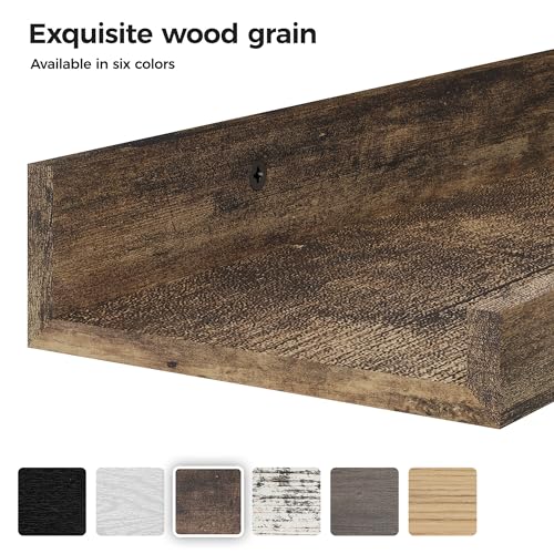 upsimples 6 Pack Wooden Floating Shelves, Wall Storage Decor Shelf for Bathroom, Bedroom, Living Room, Kitchen, Office and Laundry Room, Wall Mounted Display Hanging Shelf, Brown - color: Brown, size: 15.7in
