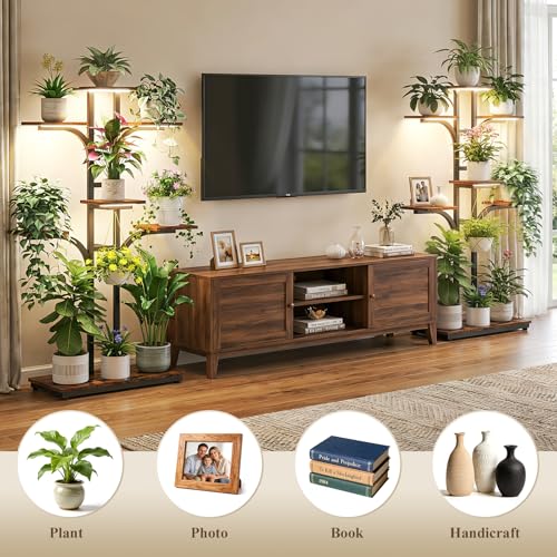 ikkle Plant Stand Indoor with 4 Grow Lights & 3 Colors, 54" Tall 7-Tier Corner Plant Shelf for Indoor Plants Multiple, Tree-Shaped Flower Display Holder with Large Bottom Shelf for Tall Plants, Home Decor