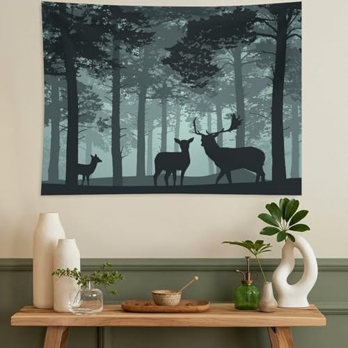 ZhiRain Rustic Forest Tapestry Wall Hanging Retro Farmhouse Cabin Lodge Tree Hunting Deer Vintage Country Tapestries Home Decor for Living Room Bedroom Apartment Dorm 30"x40" - color: Cabin-23, size: 30"L x 40"W
