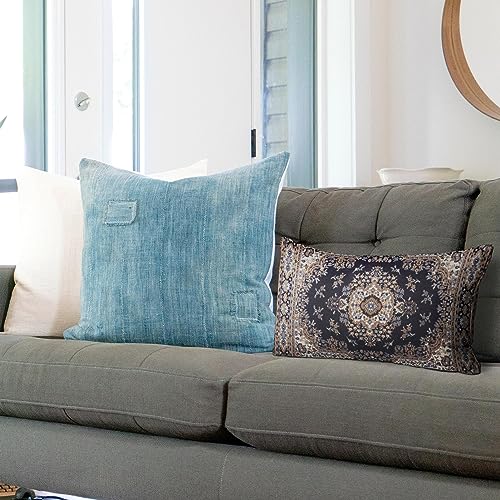Snycler Boho Throw Pillow Covers 12x20 inch Set of 2 Black Medallion Border Area Rug Double Sided Pattern Cotton Soft Pillow Case Cushion Cover Pillowcase for Couch Sofa Bed Decorative - color: Boho-11, size: 20" x 12" (Pack of 2)