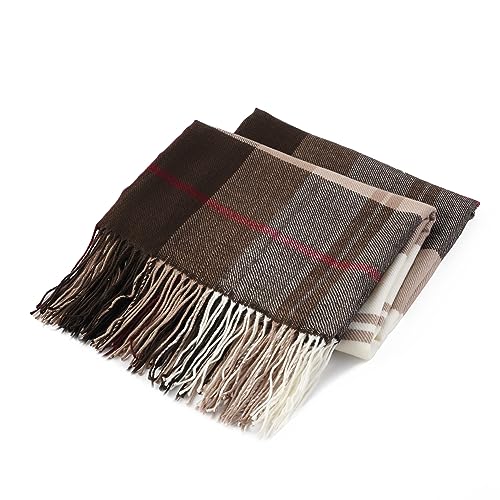 BATTILO HOME Brown Plaid Throw Blanket for Couch - Fall Plaid Blanket Buffalo Plaid Blankets - Lightweight Farmhouse Outdoor Throw Blankets for Bed, Sofa (50"x60", Coffee) - color: Coffee