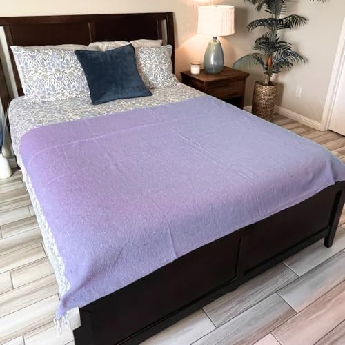 Open Road Goods Solid Color Mexican Yoga Blanket – Large Handwoven Throw for Yoga, Beach, Camping or Home – Soft and Durable Cotton Blend - color: Violet Blanket