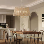 20" Rattan Large Boho Chandelier Ceiling Light Fixture, 6-Light Farmhouse Wicker Hand-Woven Chandelier Rattan Ceiling Pendant Light Fixture for Dining Room Bedroom Hallway Kitchen Island(Gold) - color: Gold 6-Light 20" T-Shape
