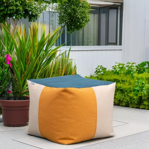 Big Joe Square Ottoman Weatherproof Bean Bag Footrest, Sunset Block Intertwist, Weather Resistant UV-Protected Fabric, 2 feet - color: Sunset Block, size: Square Ottoman
