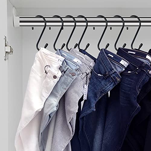 12 Pack 4-1/2 Inch S Hooks, Large Vinyl Coated Closet Hooks Non Slip Heavy Duty for Hanging, Steel Metal Black Rubber Coated for Jeans Plants Clothes Pot Pan Cups Towel - color: Black