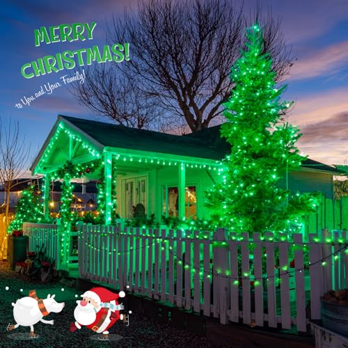 JMEXSUSS 2 Pack Solar String Lights Outdoor Waterproof, Total 66 FT 200 LED Solar Christmas Lights Outdoor, Twinkle Light for Christmas Tree Outside Garden Yard Xmas Decor, Green - color: Green, size: 100LED*2