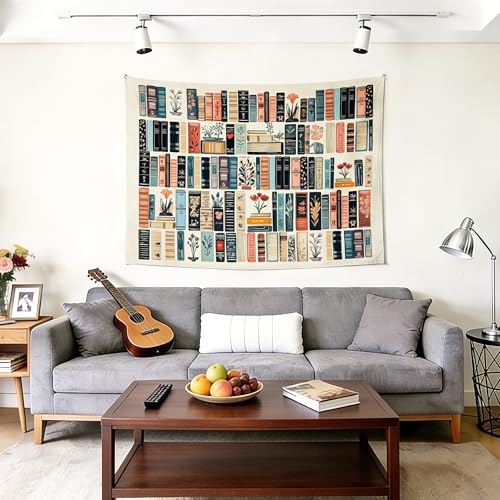gsgfdshf Vintage Library Wall Tapestry, Reading Nook Corner Decor, Antique Retro Floral Book Aesthetic Tapestry Wall Hanging for Bedroom Home Reading Room Library Decor, 50x60 Inch - color: Landscape Text-Tapestry-H