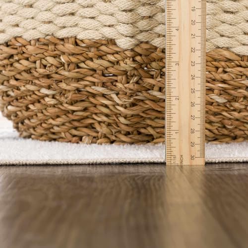 Hauteloom Vaughan Machine Washable Area Rug for Living Room, Bedroom - Bohemian Vintage Distressed - Rainbow Contemporary Striped Carpet - Colorful, Red, Yellow, Beige - 6'7" x 9' (6x9) - color: Dark Blue, Light Blue, Olive / Giza, size: 6'7" x 9' (Rectan