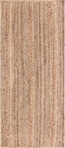Rugs.com - Braided Jute Rug – 5 Ft Runner Natural Jute Rug – Modern Flatweave for Hallways, Entryways, and Kitchens - size: 2' x 5' (Runner)