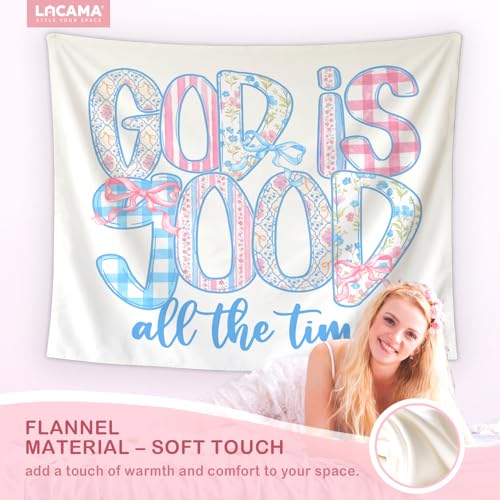 Lacama Cute Christian Tapestry, Preppy Bible Tapestry Decor for Bedroom College Dorm Apartment, College Dorm Decor,Christian Gifts for Women, God is Good all the Time Blanket 50x60 Inches - color: god is good all the time