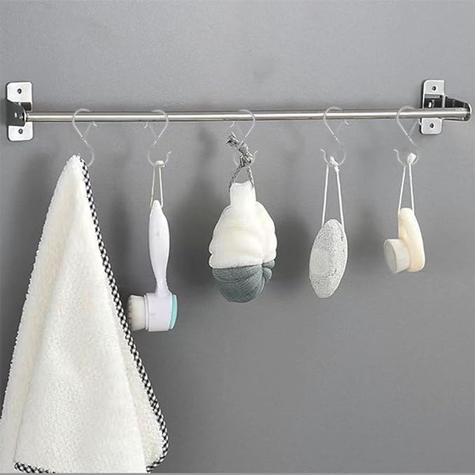 48 Pack S Hooks for Hanging, 3.5 inch Heavy Duty Metal S Hooks with Safety Buckle S Shaped Hooks Pot Rack Closet Hooks for Hanging Plants, Clothes, Kitchen Utensil, Pots, Pans, Bags (Silver)