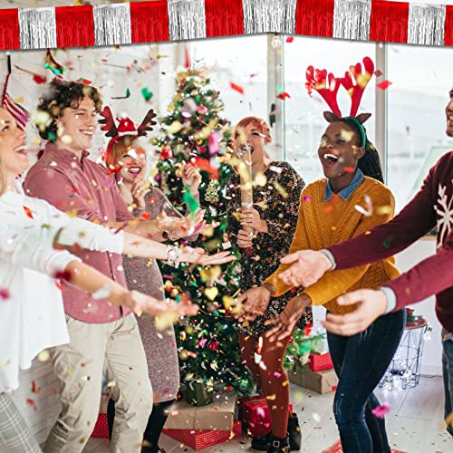 6 Pack 10 Feet Red Silver Foil Fringe Garland Metallic Tinsel Streamers Banner Wall Hanging Curtain Backdrop Banner for Parade Floats, Thanksgiving, Christmas, Birthday, Halloween Party Decorations - color: 6 Pack Red Silver