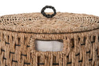 Round Sea Grass Laundry Basket with Removable Liner and Lid with Handle - Handwoven Seagrass in Coastal, Natural Decor Style - Seagrass Storage Bin for Your Home - 18 in. height - from Kouboo