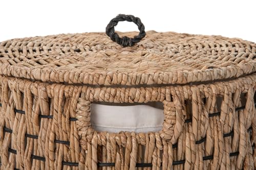 Round Sea Grass Laundry Basket with Removable Liner and Lid with Handle - Handwoven Seagrass in Coastal, Natural Decor Style - Seagrass Storage Bin for Your Home - 18 in. height - from Kouboo