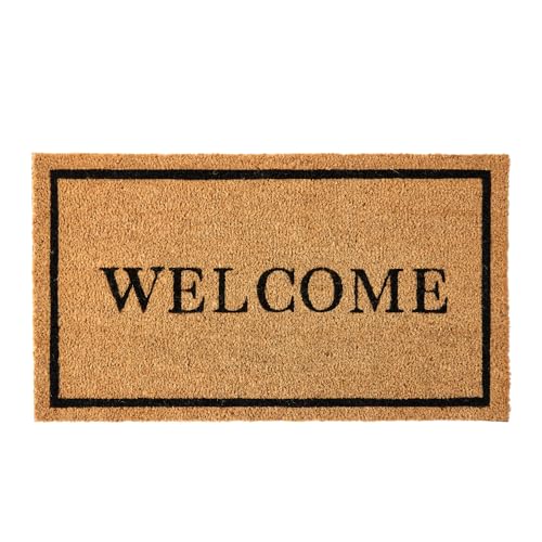 KANKUN Coco Coir Door Mat with Heavy Duty Backing, Welcome Doormat (17" x 30"), Doormat Entrance (Welcome2-1Pack) - color: Welcome2 - 1pack