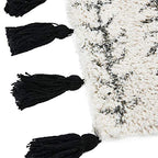 Creative Co-Op Cotton Printed Tufted Tassels, Black & Cream Color Pillow
