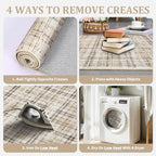 Garvee Washable Runner Rug 2x6 Hallway Runner Non Slip Kitchen Rugs Soft Low Pile Entryway Rug Printed Stain Resistant Carpet for Bath Laundry Room Bedside, Beige - color: Plaid|beige, size: 2' x 6' (Runner)