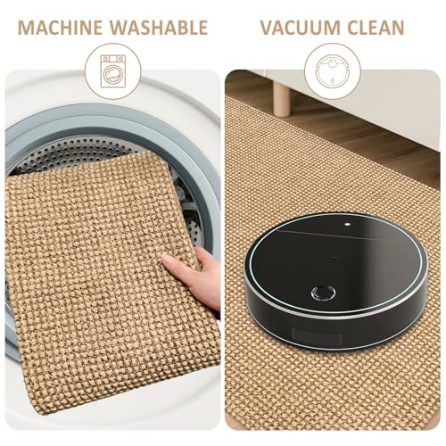 Boho Runners for Hallways 2x5 Ft Washable Runners for Hallway Woven Cotton Floor Carpet Throw Rug Non Slip Rubber Backed Runner for Hallways Entryway Runner Indoor(Brown/Tan/Orange) - color: Brown/Tan/Orange, size: 2x5